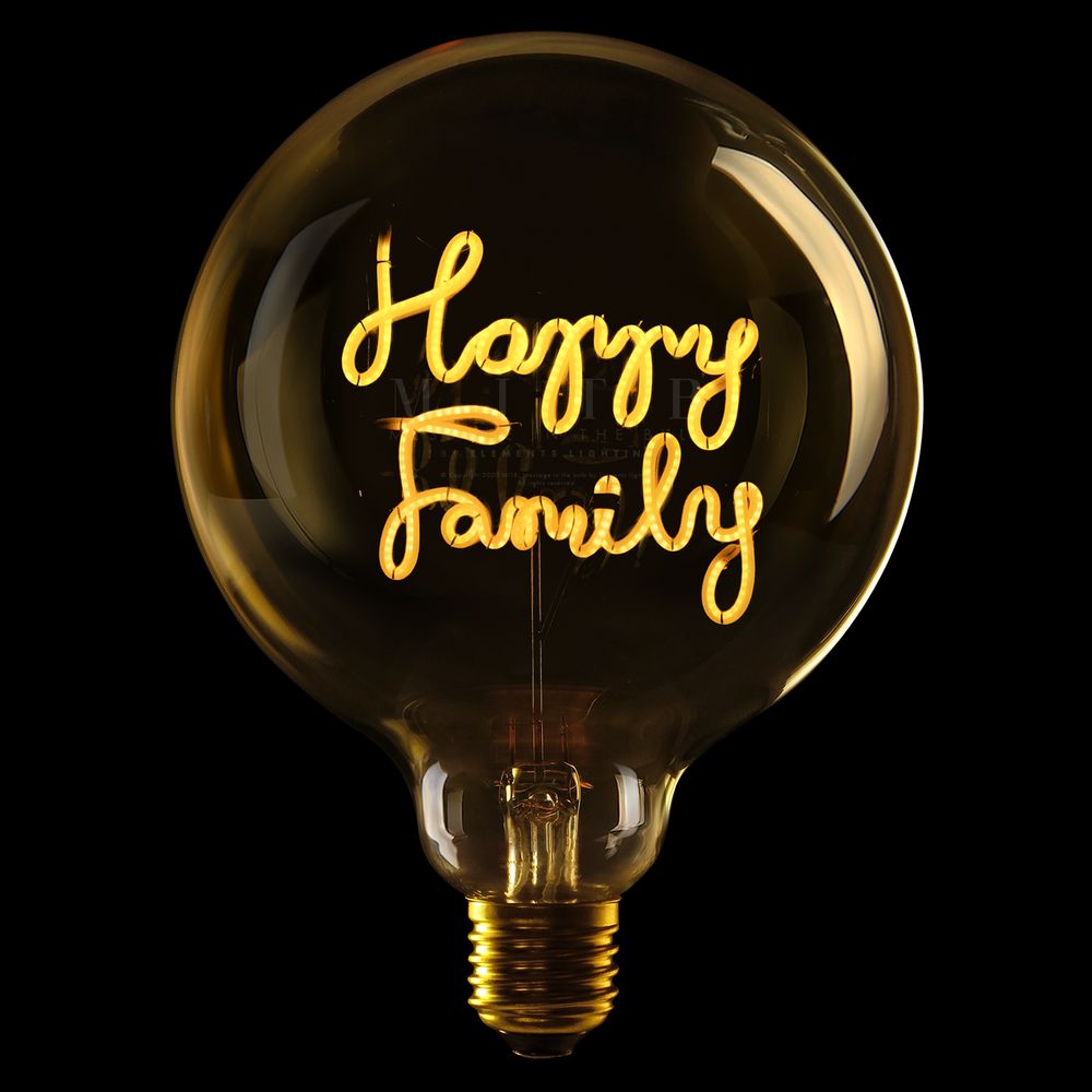 Message In The Bulb - 904040X Happy Family LED Light Bulb (6 Volt) - Amber Glass - 2200K Light