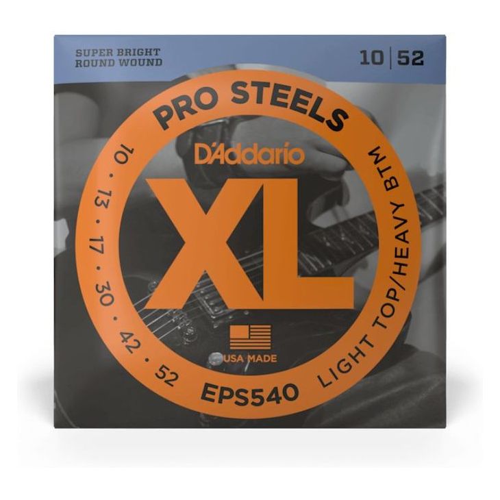 D'Addario EPS540 ProSteels Electric Guitar Strings / Light Top/Heavy Bottom / 10-52