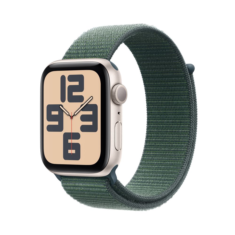 Apple Watch SE (2024) GPS 44mm Starlight Aluminium Case with Lake Green Sport Loop