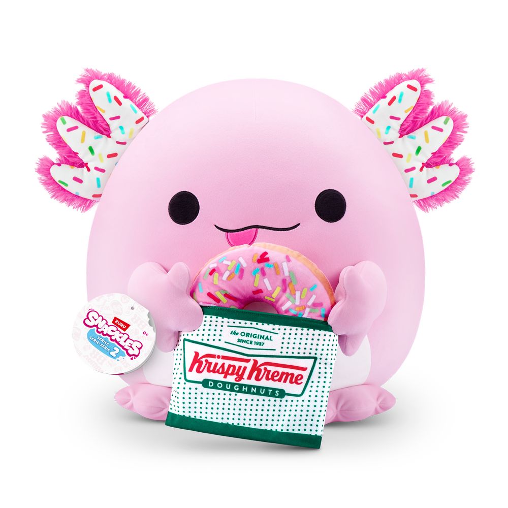 Snackles Series 2 Abbie The Axolotl And Krispy Kreme (Strawberry Frosted Donut) 14-Inch Plush Toy