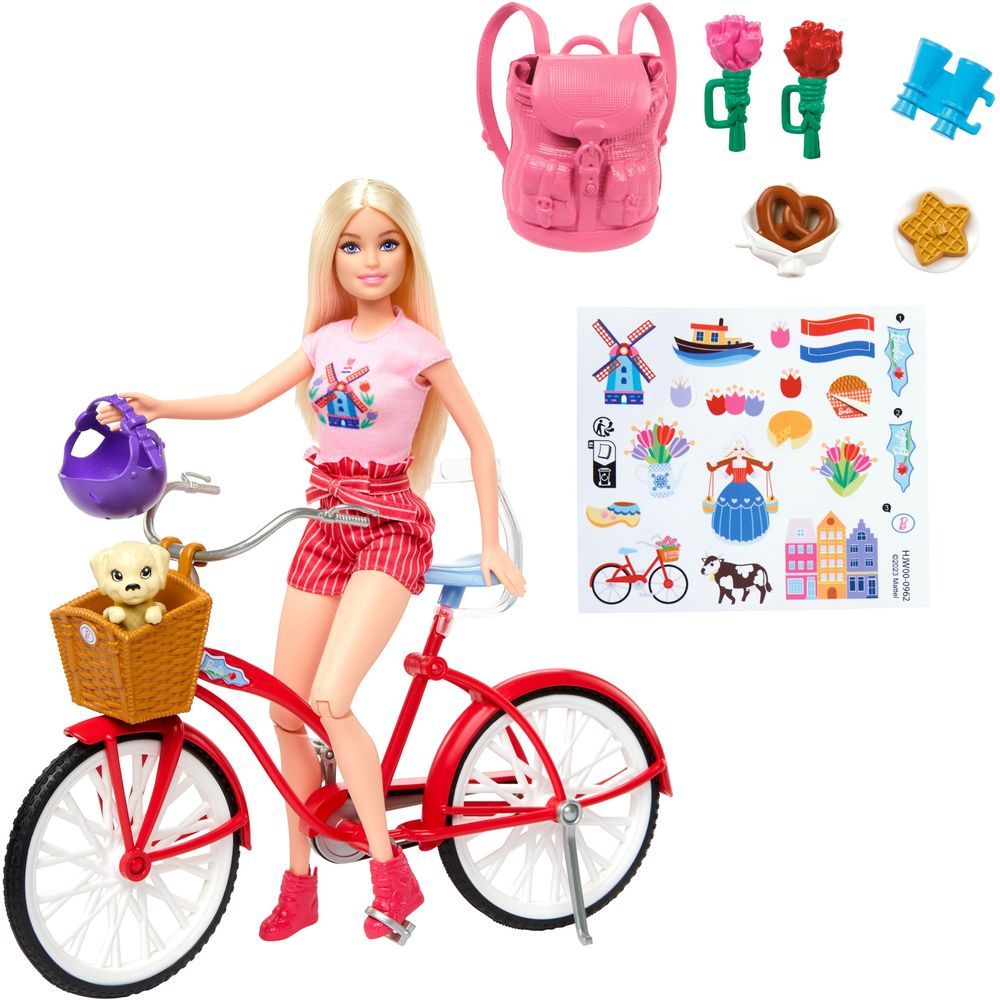 Barbie Pink Passport Doll With Bicycle Playset