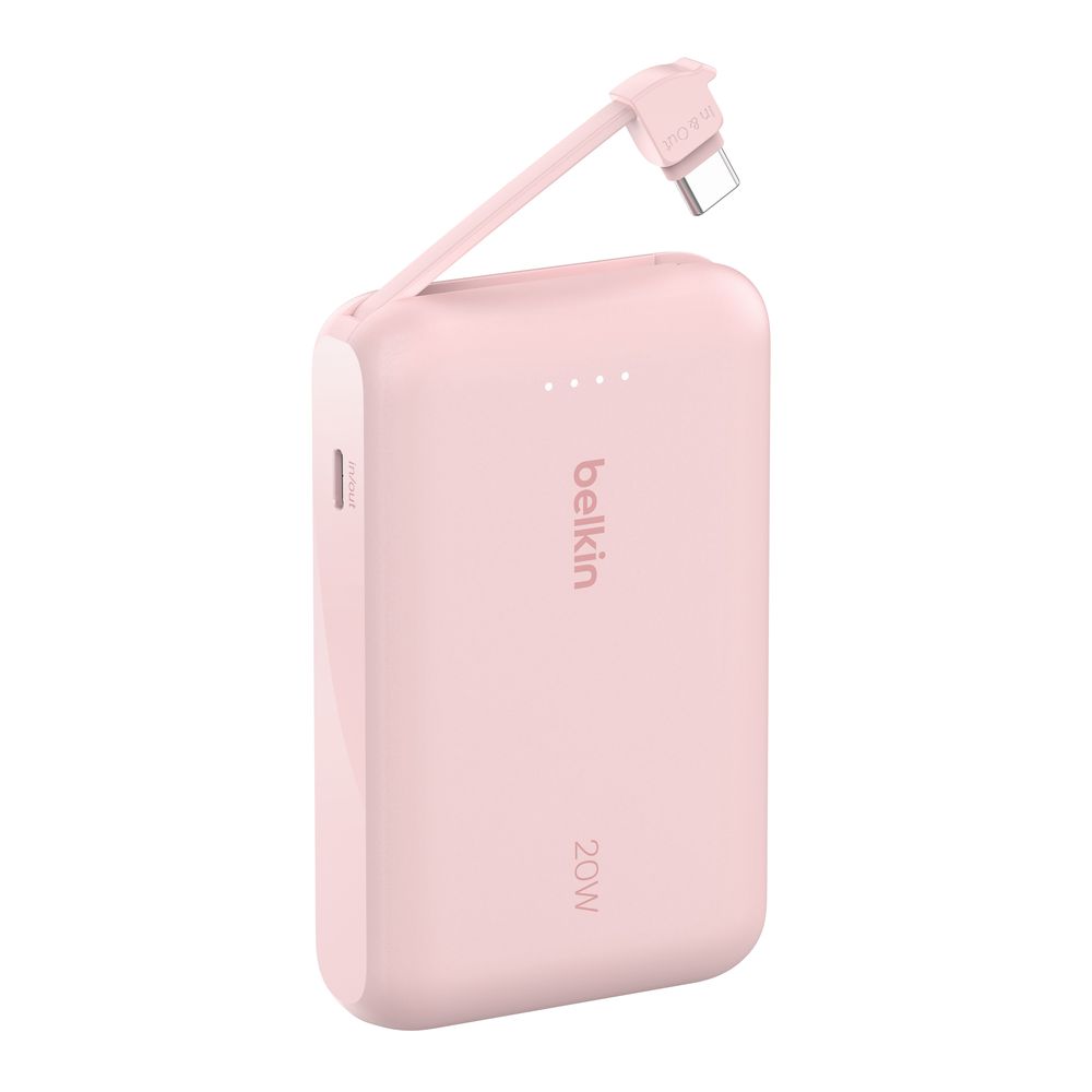 Belkin Power Bank 10000mAh With Intergrated USB-C Cable - Pink