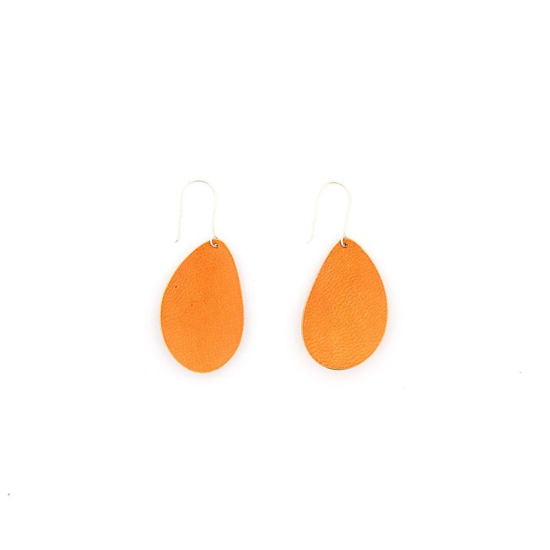 Afrika Tiss Oval Earrings Hammered Bronze/Orange