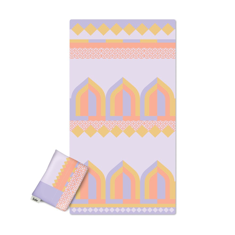 Sabr Amman Pocket Prayer Mat - New Al Hambra (60 x 114cm x 0.1cm Mat/ 12 x 16 x 1cm Pouch)