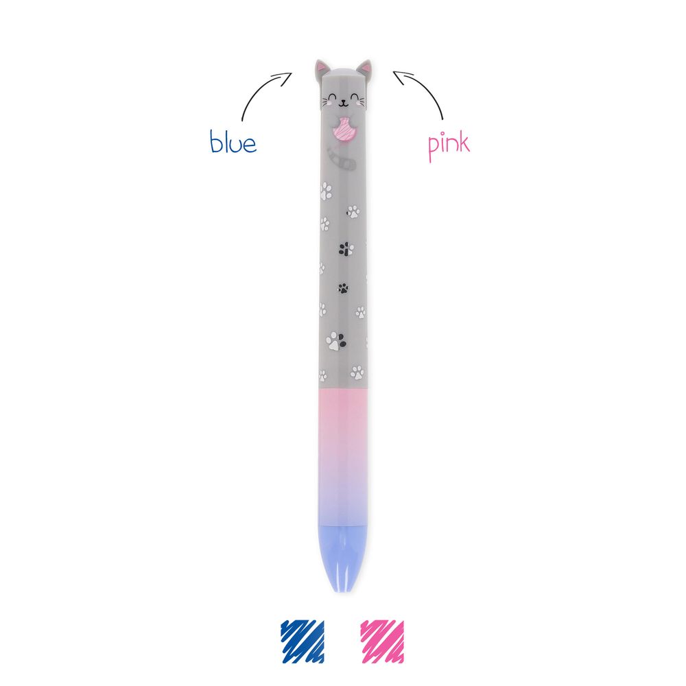 Legami Two-Colour Ballpoint Pen - Click & Clack - Kitty