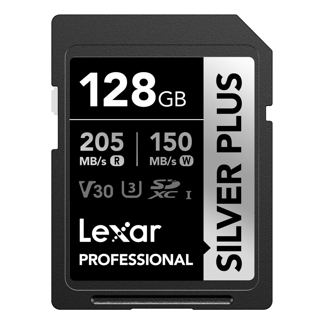 Lexar Professional SILVER PLUS SDXC UHS-I cards up to 205MB/s read 150MB/s write C10 V30 U3 - 128GB
