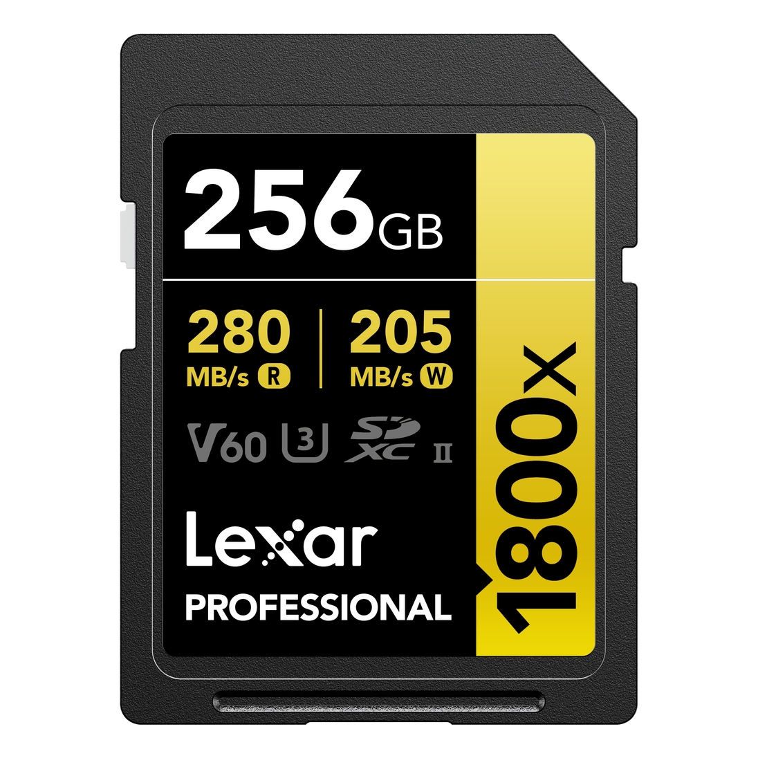 Lexar Professional 1800x SDXC UHS-II cards up to 280MB/s read 205MB/s write C10 V60 U3 - 256GB