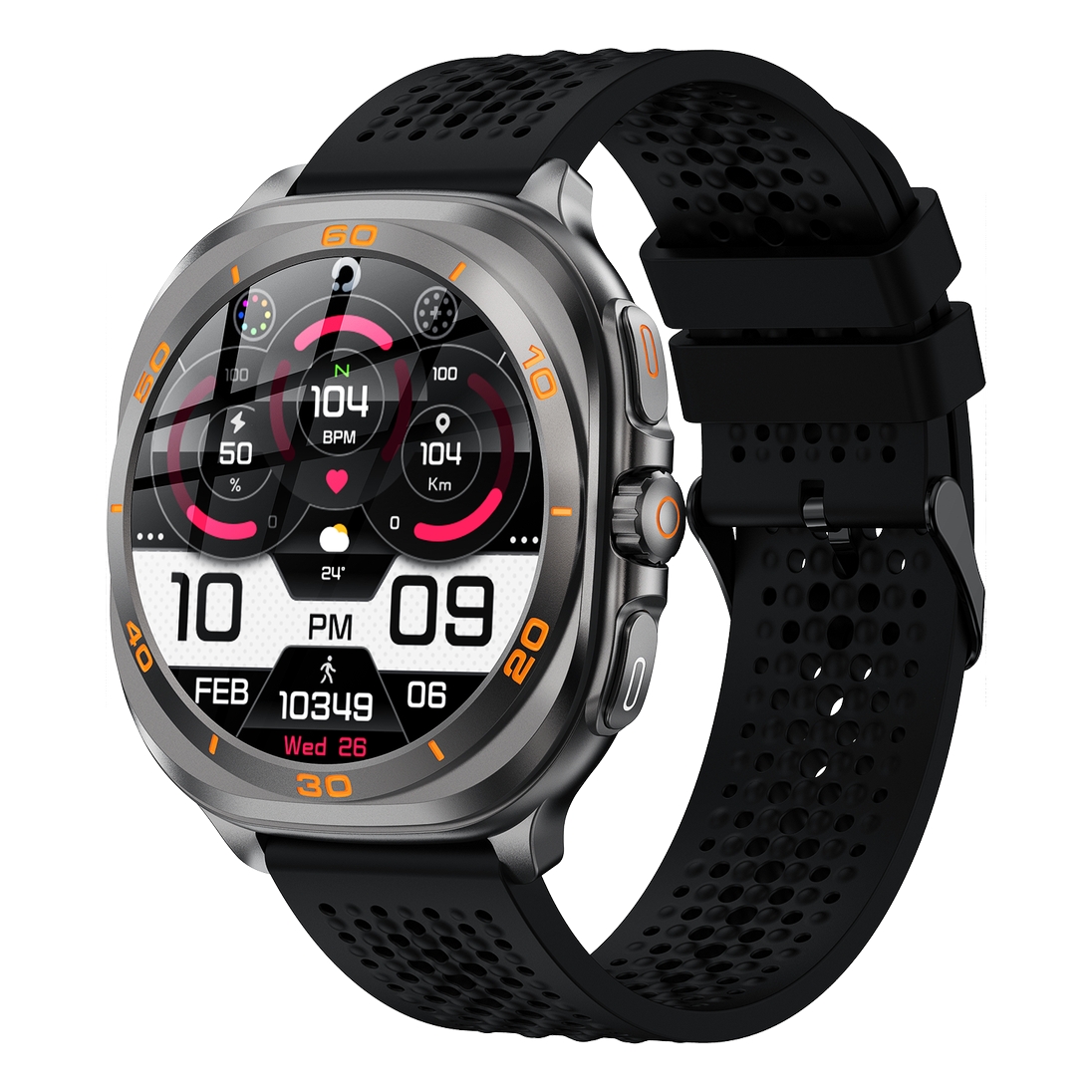 Swiss Military Dom7 Smartwatch Gunmetal/Black Rubber Strap
