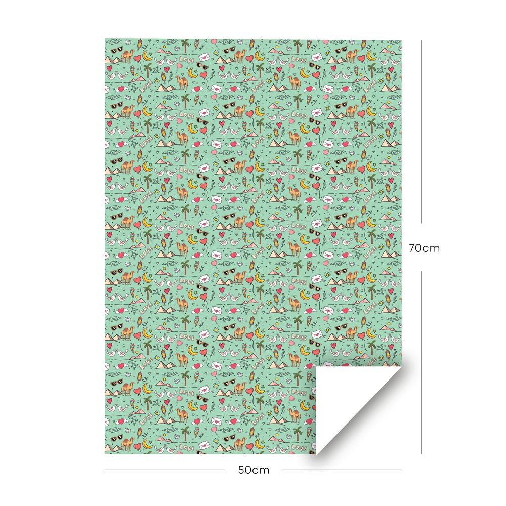 Share The Love Love Arabic Theme Wrapping Paper Roll - Green - (50 x 70 cm)