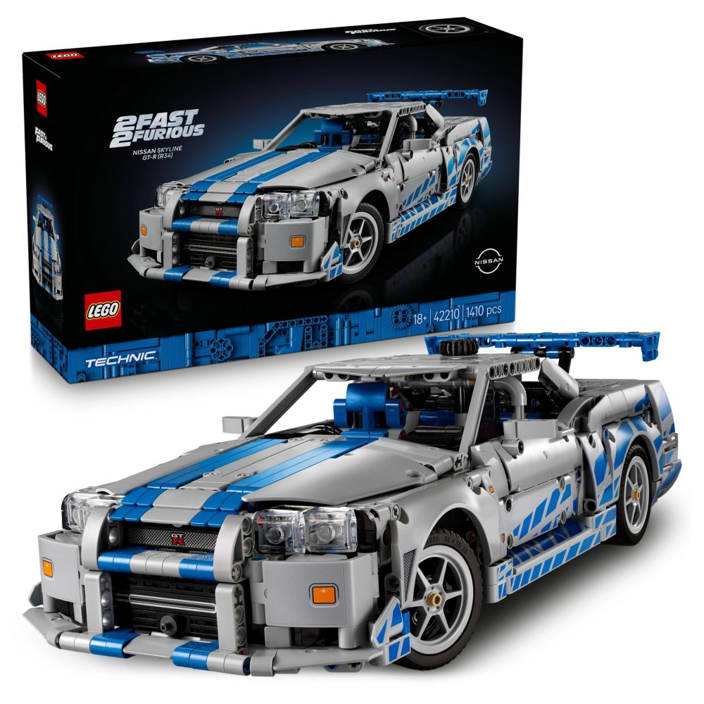 LEGO Technic 2 Fast 2 Furious Nissan Skyline GT-R (R34) Car Model Kit - 42110 (264 Pieces)