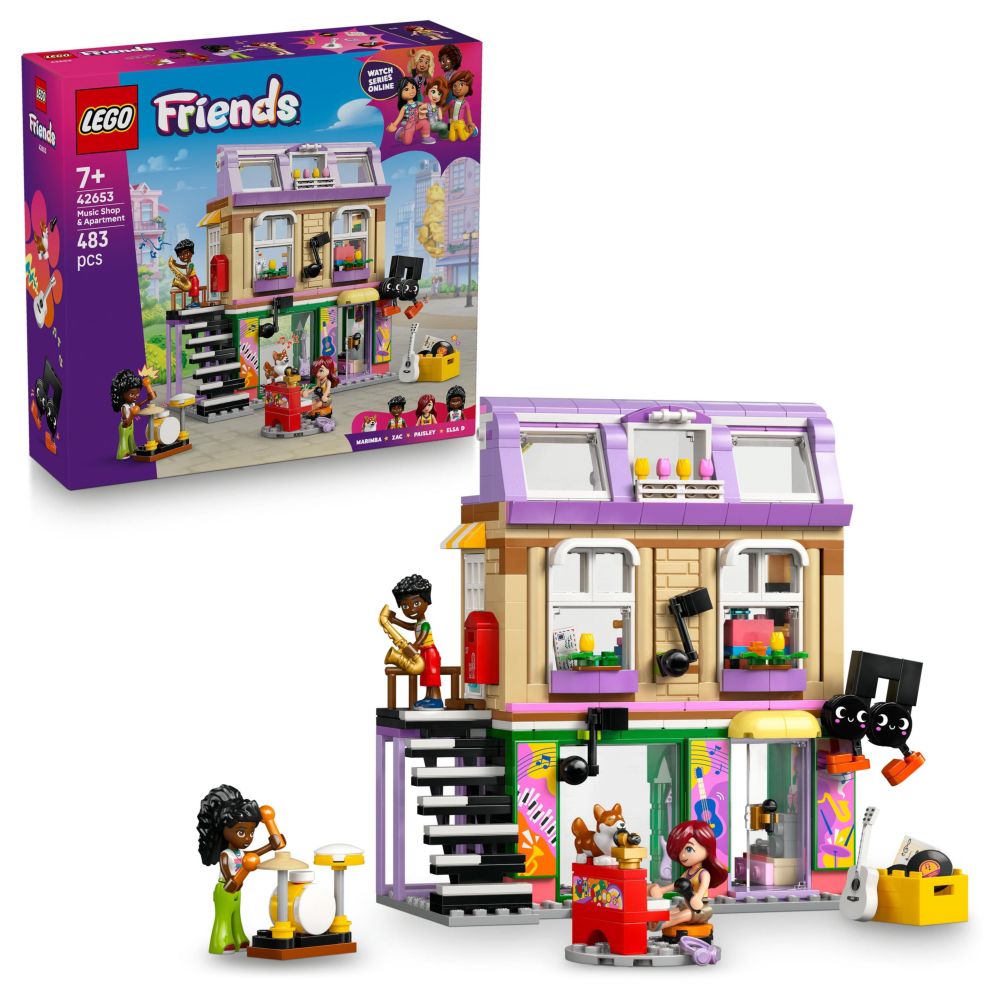 LEGO Friends Music Shop & Apartment Building Set Pretend-Play Toy - 42653 (1359 Pieces)