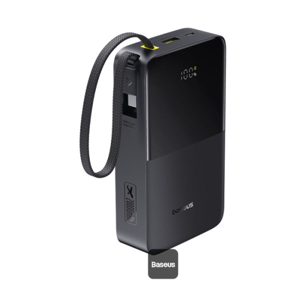 Baseus Enerfill Fc51 Bipow2 Pro Digital Display Power Bank With Built-In Cable 20000Mah 22.5W - Cosmic Black