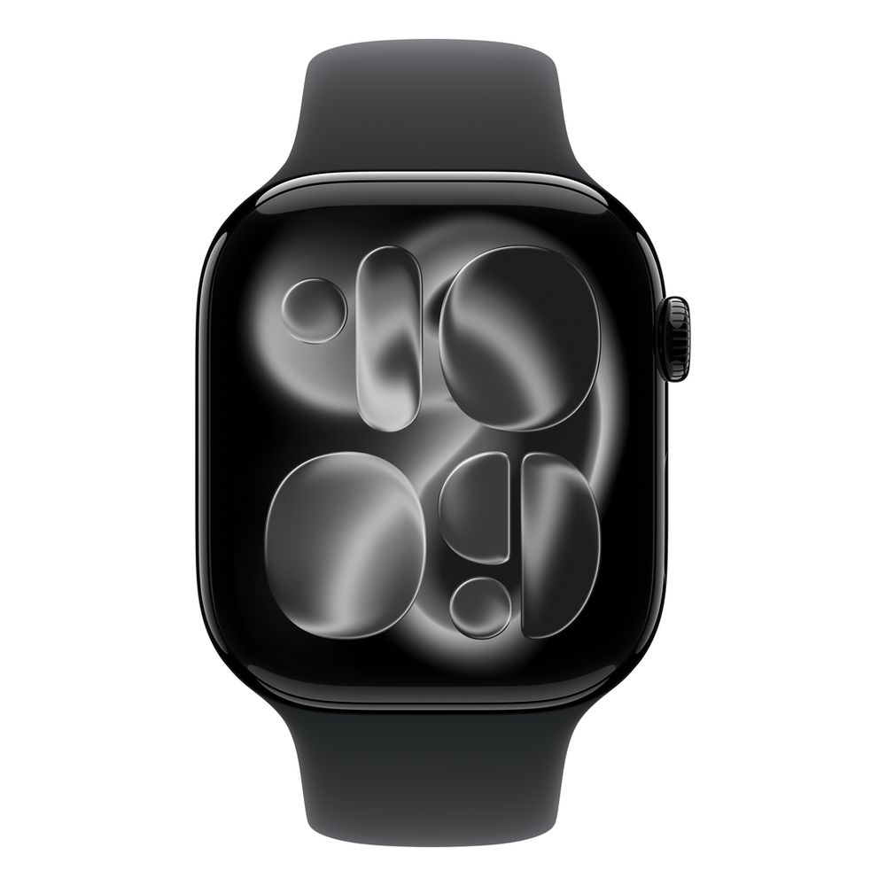 Apple Watch Series 11 GPS 46mm Jet Black Aluminium Case with Black Sport Band - M/L