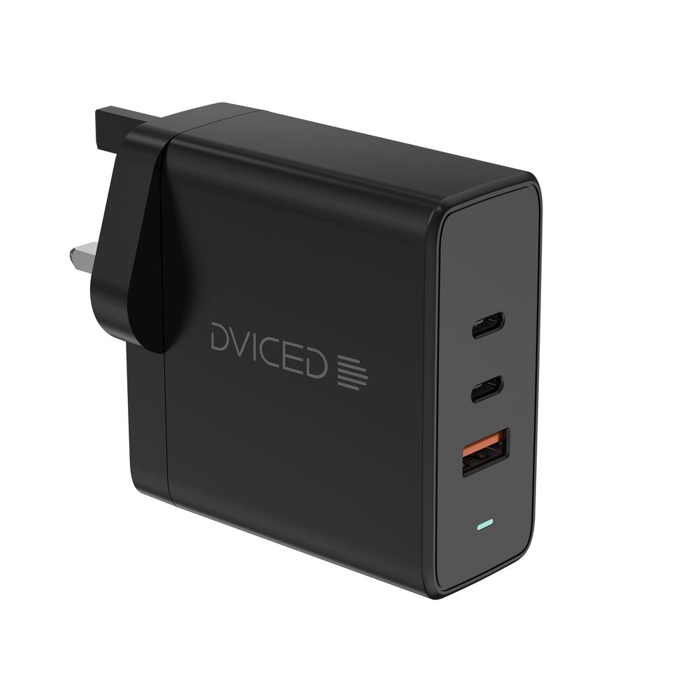 Dviced Wall Charger Cable 140W Gan 2 USB-C 1 USB-A (UK) - Black