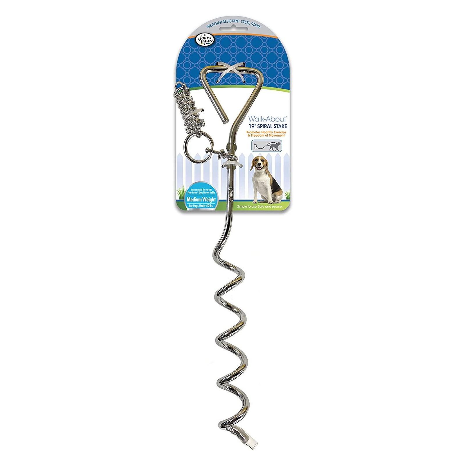 Four Paws Walk About Spiral Pet Tie Out Stake (19 Inch)