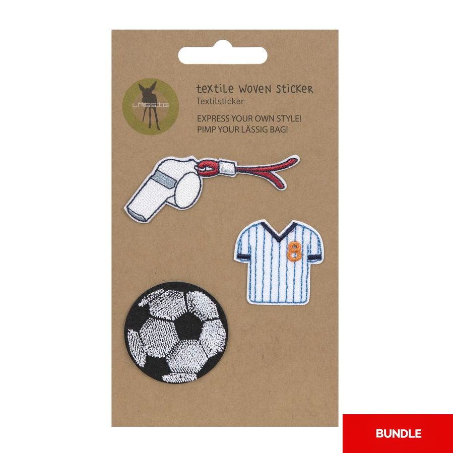 Lassig Textile Woven Sticker Stick On - Football (Set of 3) (Bundle of 2)