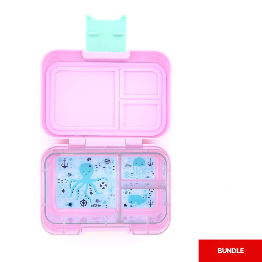 Munchbox Munchi Snack Pink Marshmallow Mint Latch Pink/Mint Lunchbox (Bundle of 2)