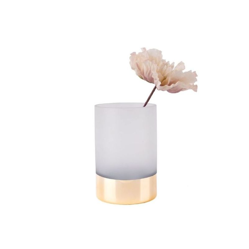 Present Time Vase Gold Glamour Glass Matt White Small