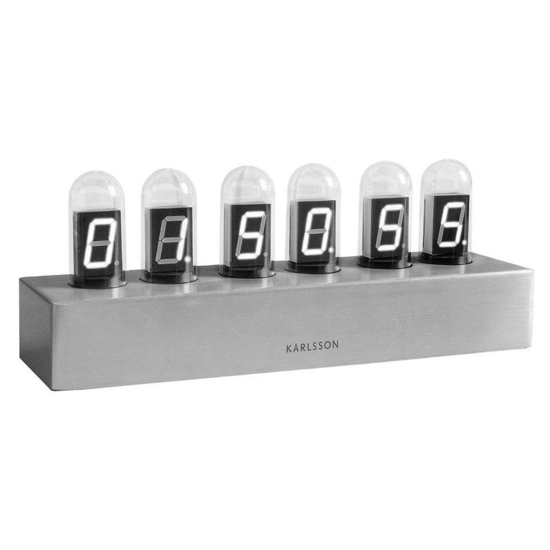 Karlsson Table Clock Cathode Brushed Steel Base/White LED