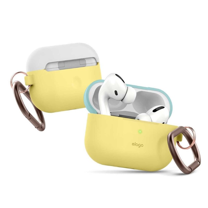 Elago Duo Hang Case Top Coral Blue/Nightglow Blue Bottom Creamy Yellow for AirPods Pro
