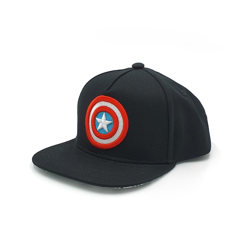 قبعة للرجال تحمل شعار كابتن أمريكا لون أسود