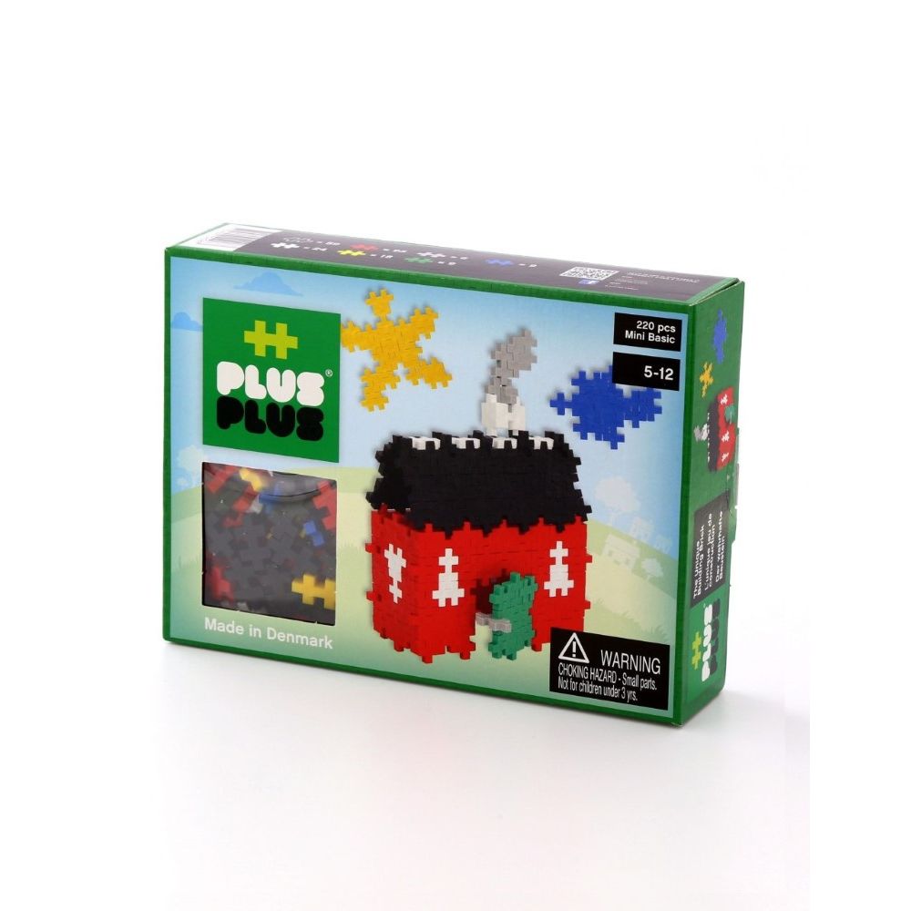 لعبة مجموعة مكعبات بناء وتركيب مُصغّرة على شكل منزل بالألوان الأساسية من بلس بلس (220 قطعة)