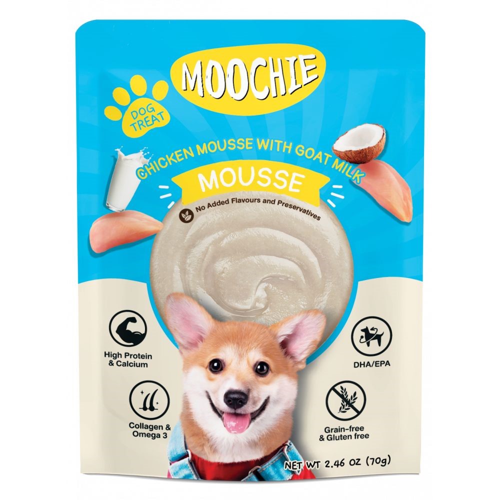 Moochie Dog Mousse - Chicken with Goat Milk Pouch 12 x 70 g
