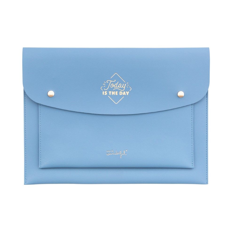 Back to Office Today Is the Day Double Popper A4 Document Wallet - Blue
