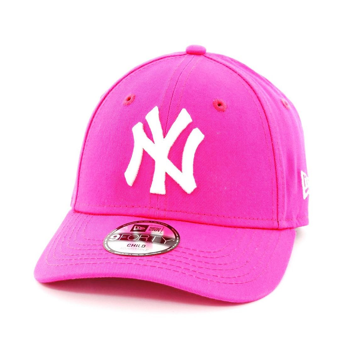 New Era MLB League Basic NY Yankee Junior Cap Hot Pink/Optic White