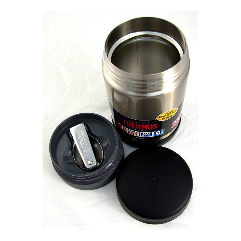 Thermos Stainless Steel Food Jar Wide Neck With Folding Spoon 470 ml