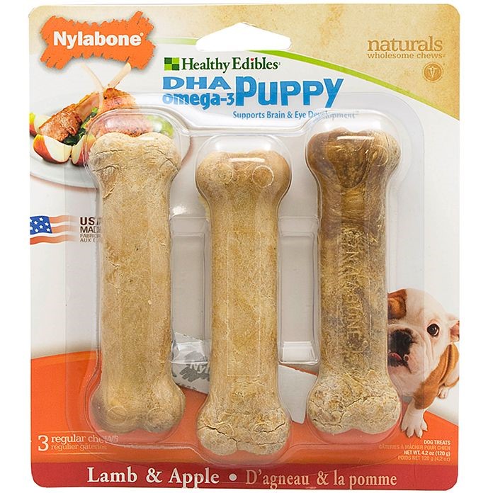 Nylabone Healthy Edible Puppy Lamb & Apple 3Ct Bl Regular