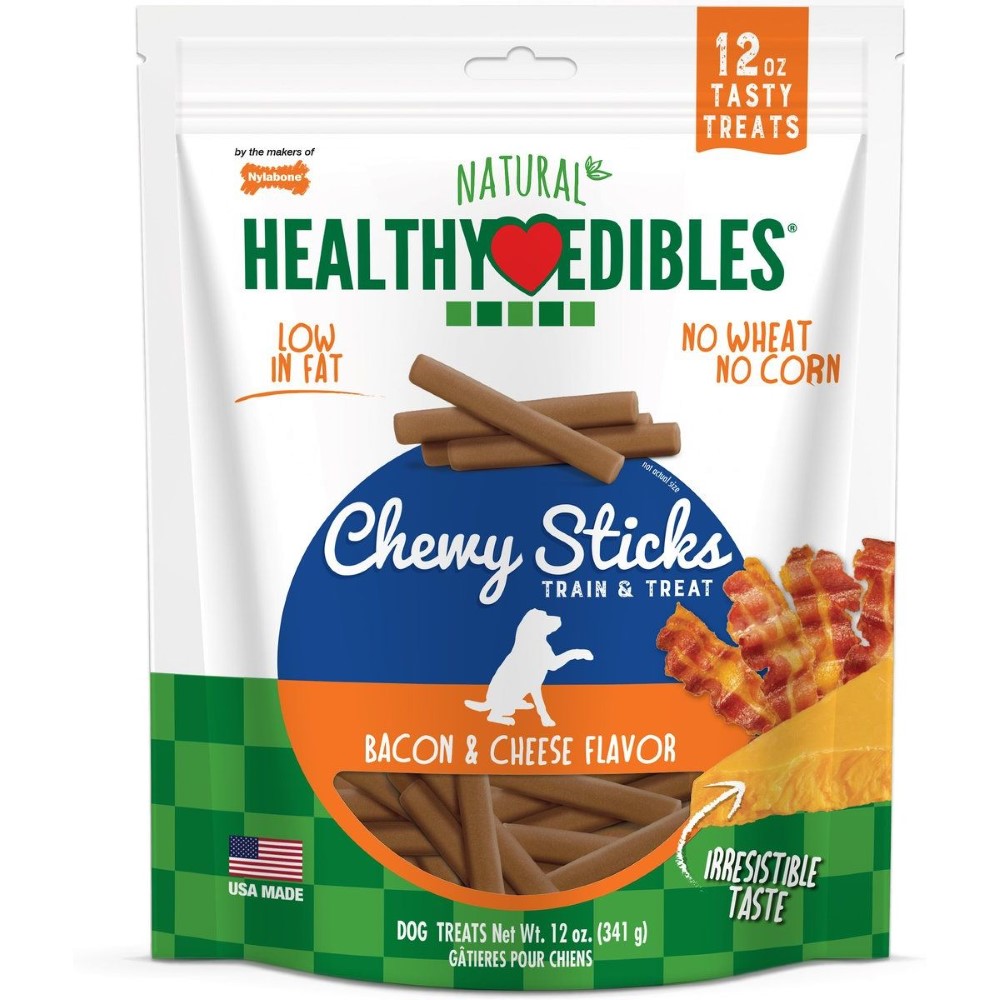 Nylabone Healthy Edibles Grain Free Chewy Sticks Bacon & Cheese Flavor 12 Oz