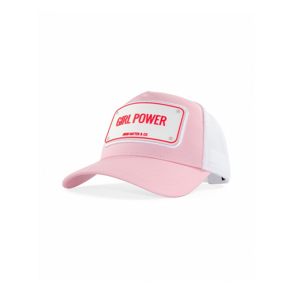 John Hatter Girl Power Rubber Patch Cap Unisex Cap Pink & White