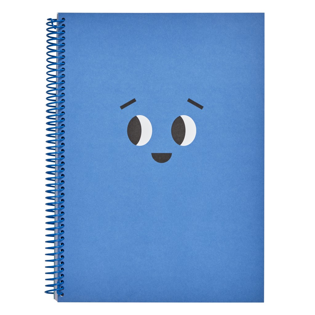 مفكرة إيفري-داي بطبعة وجه مبتسم وتجليد سلكي حلزوني بلون أزرق أزورو بقياس A4 من Kikki.K