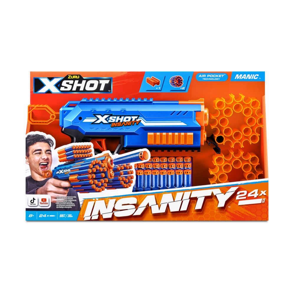 X-Shot Insanity Manic Blaster (Includes 24 Darts)