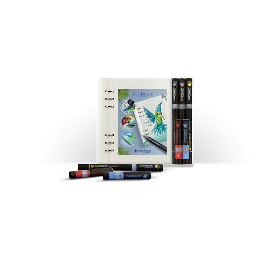 Filofax Classic Monochrome A5 Clipbook White Plus Chameleon Pens Notebook