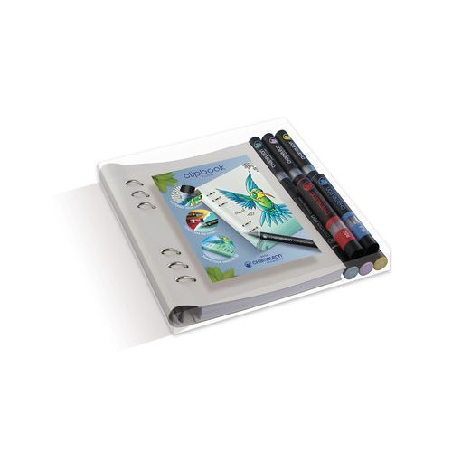 Filofax Classic Monochrome A5 Clipbook White Plus Chameleon Pens Notebook
