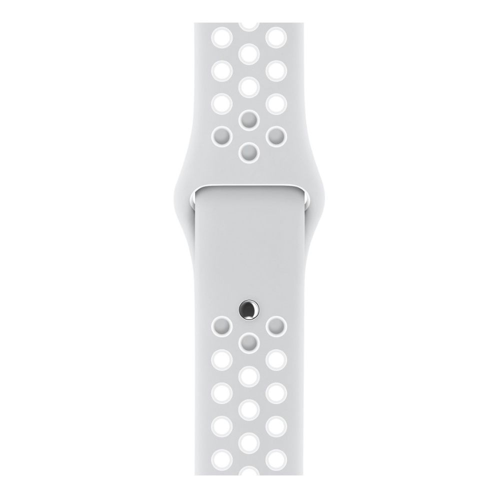 ساعة نايكي من أبل مع سوار رياضي من البلاتين النقي أبيض اللون 38 مم مقاس [صغير/متوسط] - [متوسط/كبير]