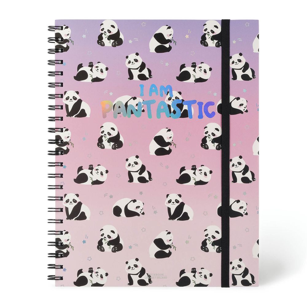 Legami 3-in-1 Spiral Notebook- Maxi Trio Spiral Notebook - Panda