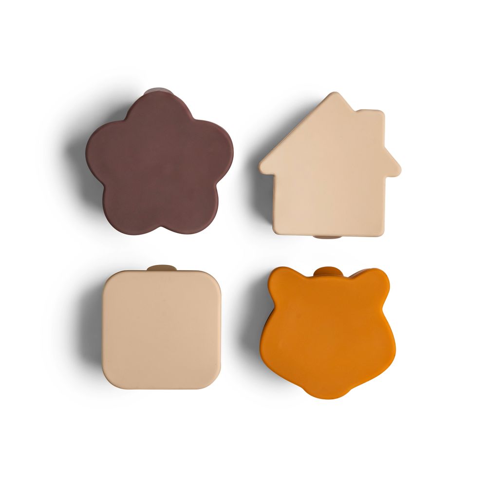 Citron 2023 Silicone Lunchbox Organizers (Set of 4) - Beige/Plum/Caramel