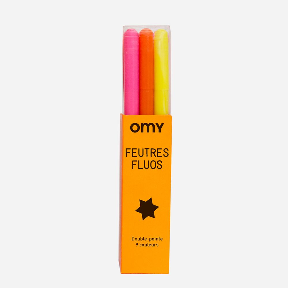 Omy Box Of 9 Felt Pen Neon
