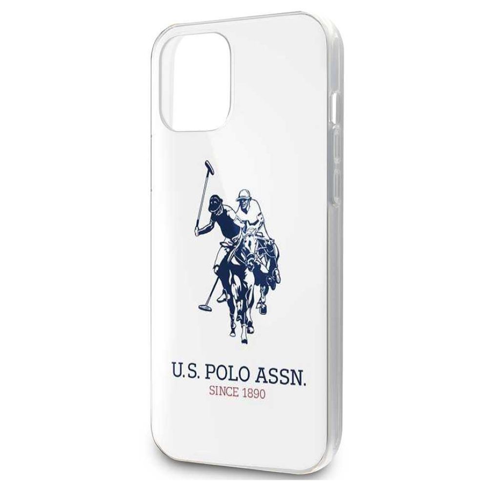 US Polo Assn PC/TPU Hard Case Big DH Logo White for iPhone 12 Pro Max