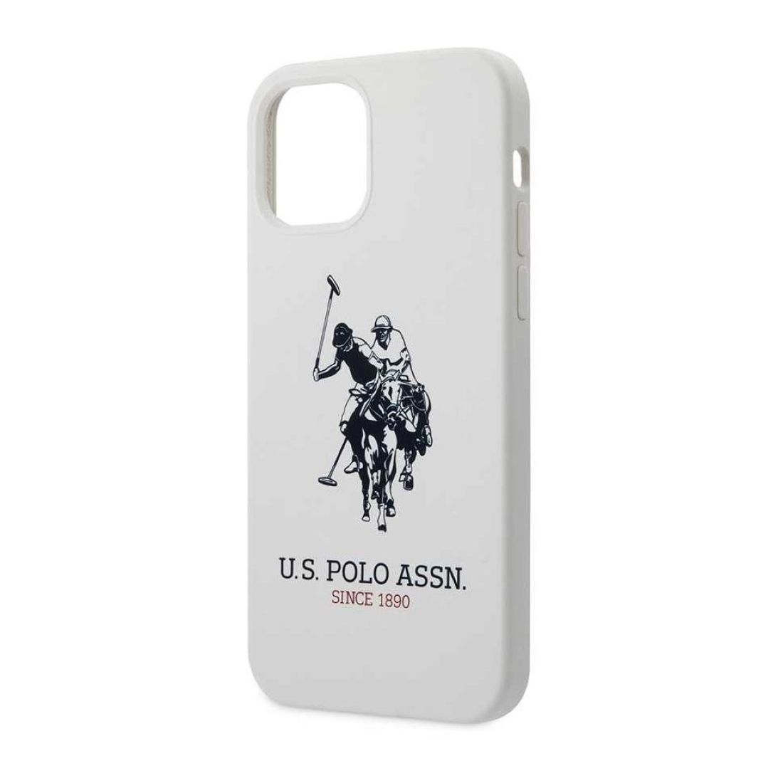 US Polo Assn Liquid Silicone Hard Case Dh Logo White for iPhone 12 Pro/12