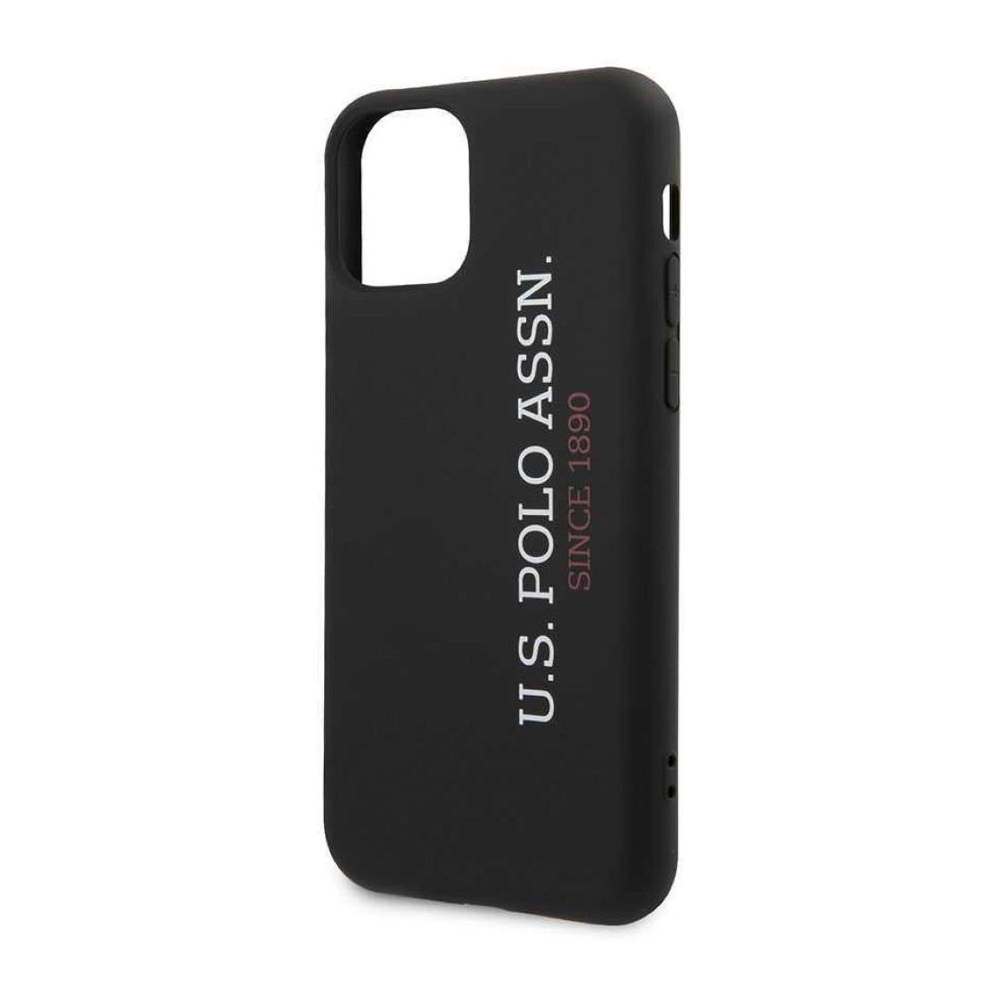 US Polo Assn Liquid Silicone Hard Case Vertical Logo Black for iPhone 12 Mini