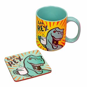 Celebrations Neon Pop Mug & Coaster Set Tea Rex 375ml