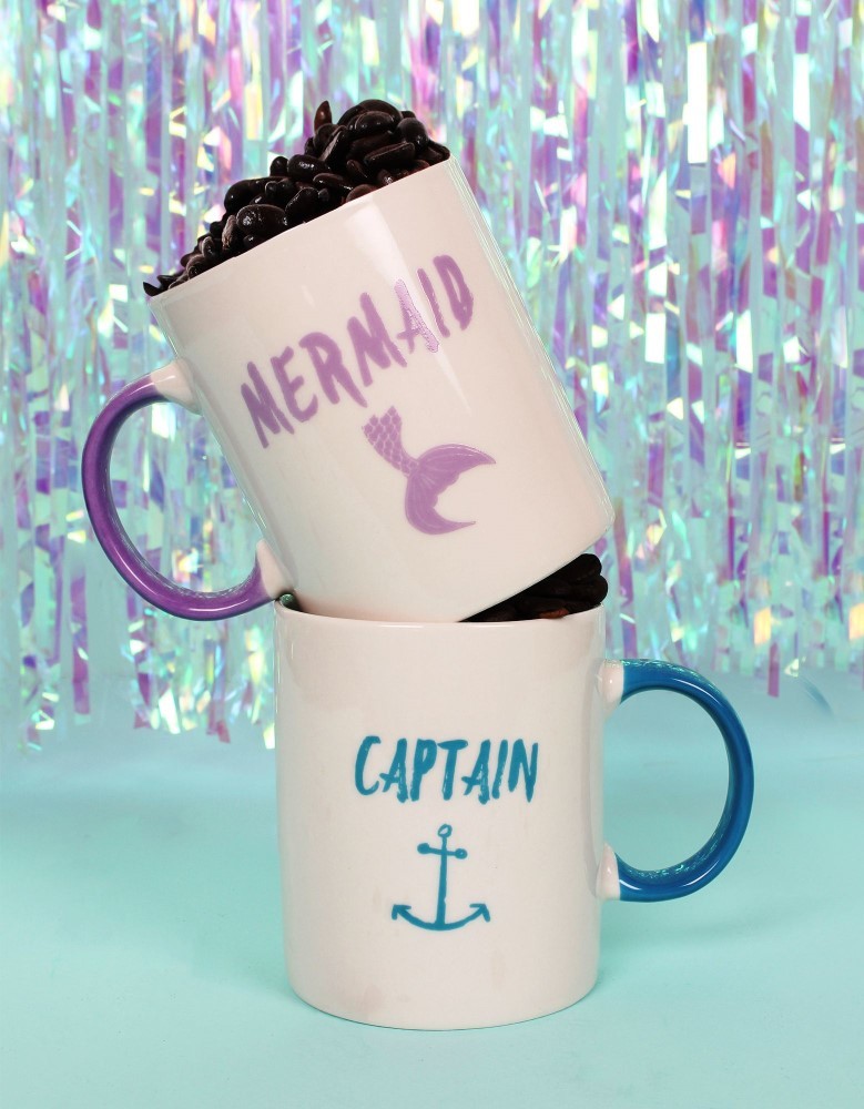 Captain & Mermaid Ceramic Mugs (Set of 2)