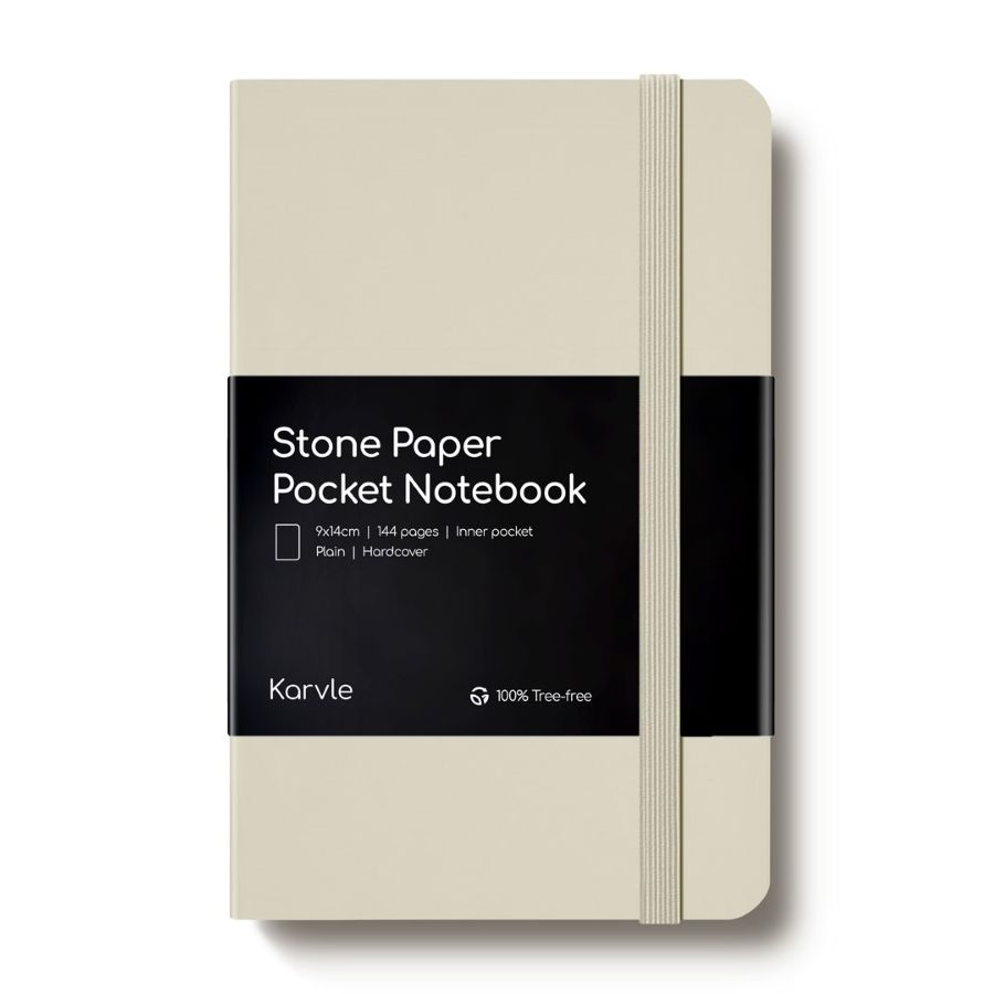 Karvle Plain Hardcover Pocket Stone Paper Notebook - Stone (9 x 14 cm)