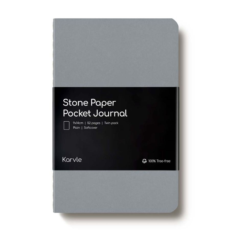 Karvle Plain Softcover Pocket Journal (Twin-Pack) - Graphite (9 x 14 cm)