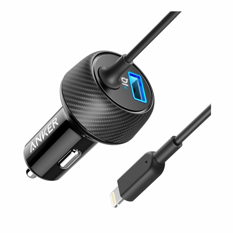 Anker Powerdrive Elite Black 2-Port with Lightning Cable Car Charger