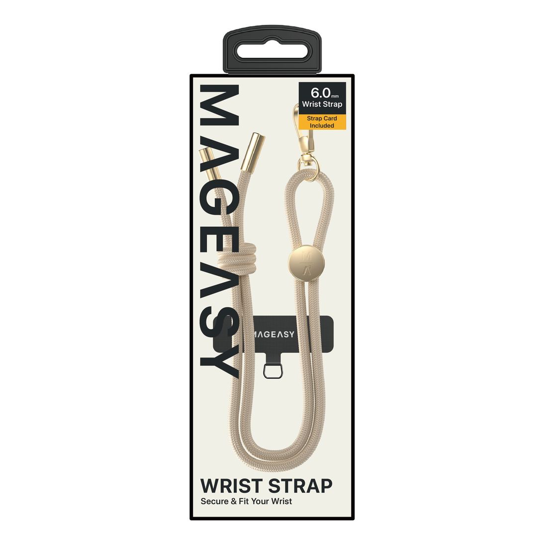 Mageasy Wrist Strap & Strap Card - 6mm - Beige